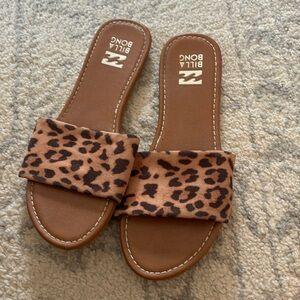 Cheetah, leopard print slide sandals
